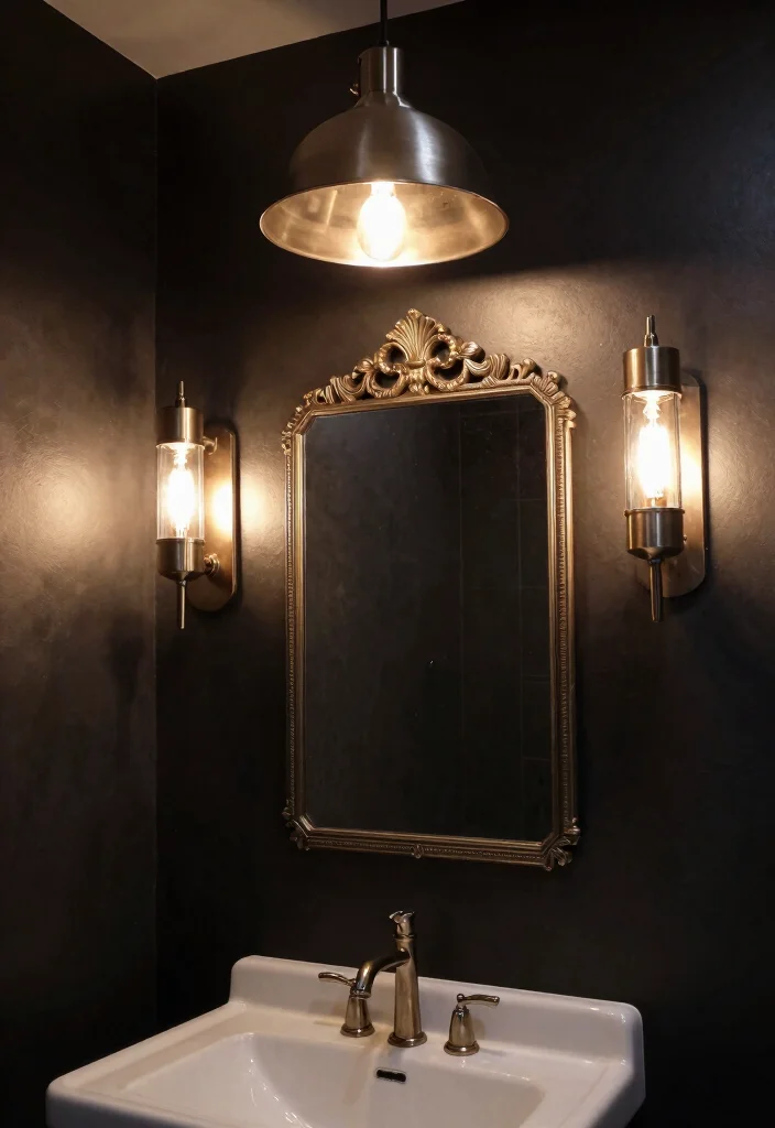 12 Mens Bathroom Ideas with Clean Masculine Style 4. Industrial Lighting Fixtures 0
