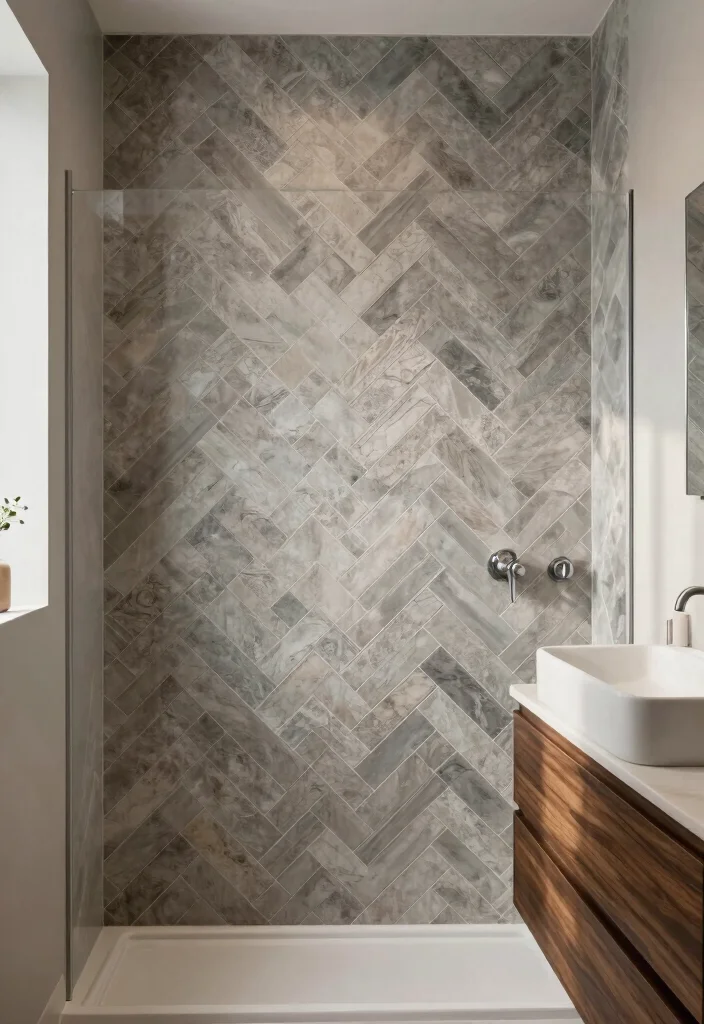 12 Mens Bathroom Ideas with Clean Masculine Style 8. Textured Tiles 0