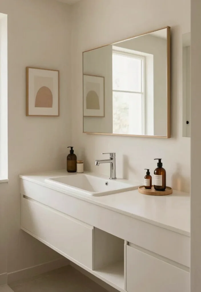 12 Minimalist Bathroom Ideas for a Calm Clean Look 12. Personalized Minimalism 0