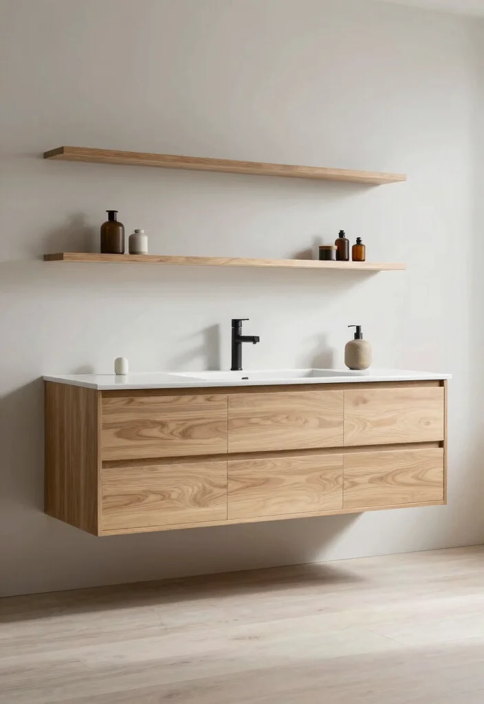 12 Minimalist Bathroom Ideas for a Calm Clean Look 6. Floating Vanities 0