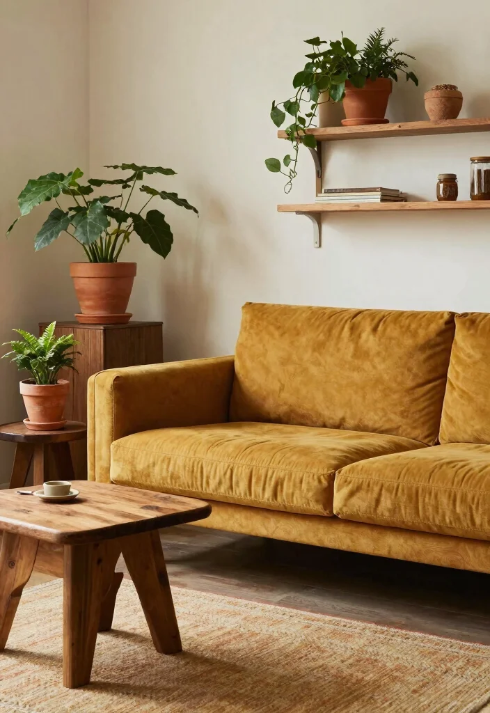 12 Mustard Sofa Living Room Ideas That Add a Pop 2. Earthy Accents 0
