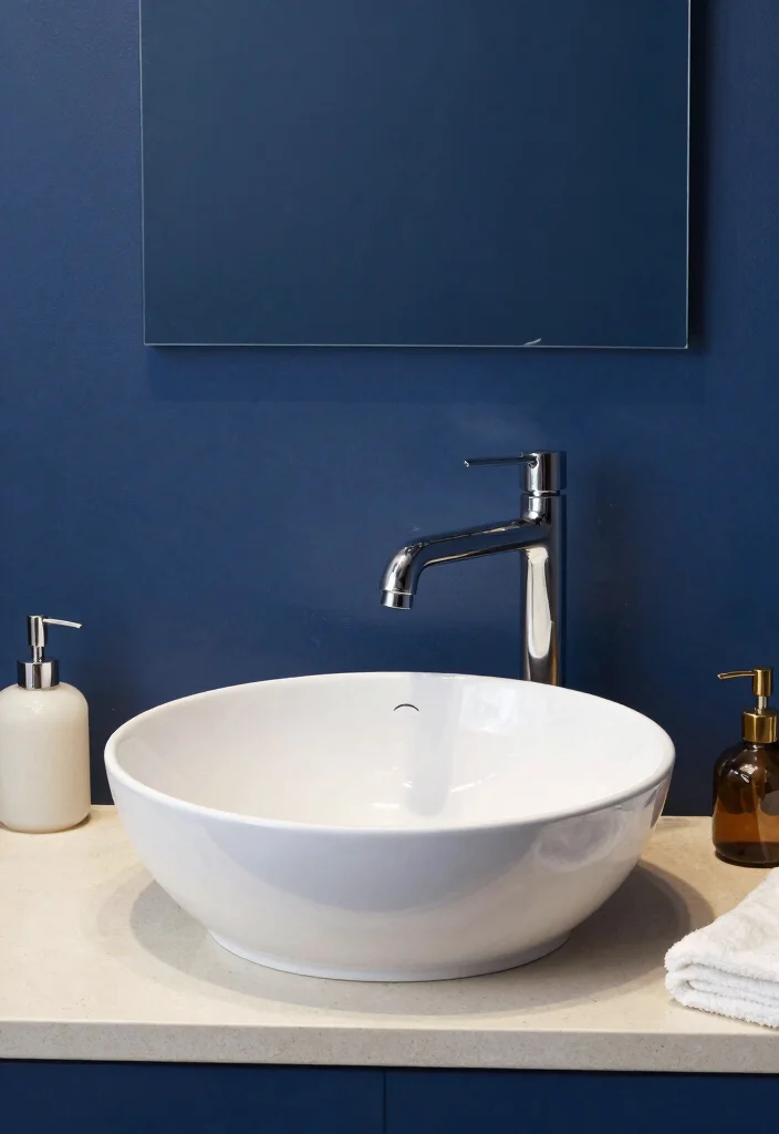 12 Navy Blue Bathroom Ideas That Feel Calm and Sophisticated 11. Unique Sink Designs 0
