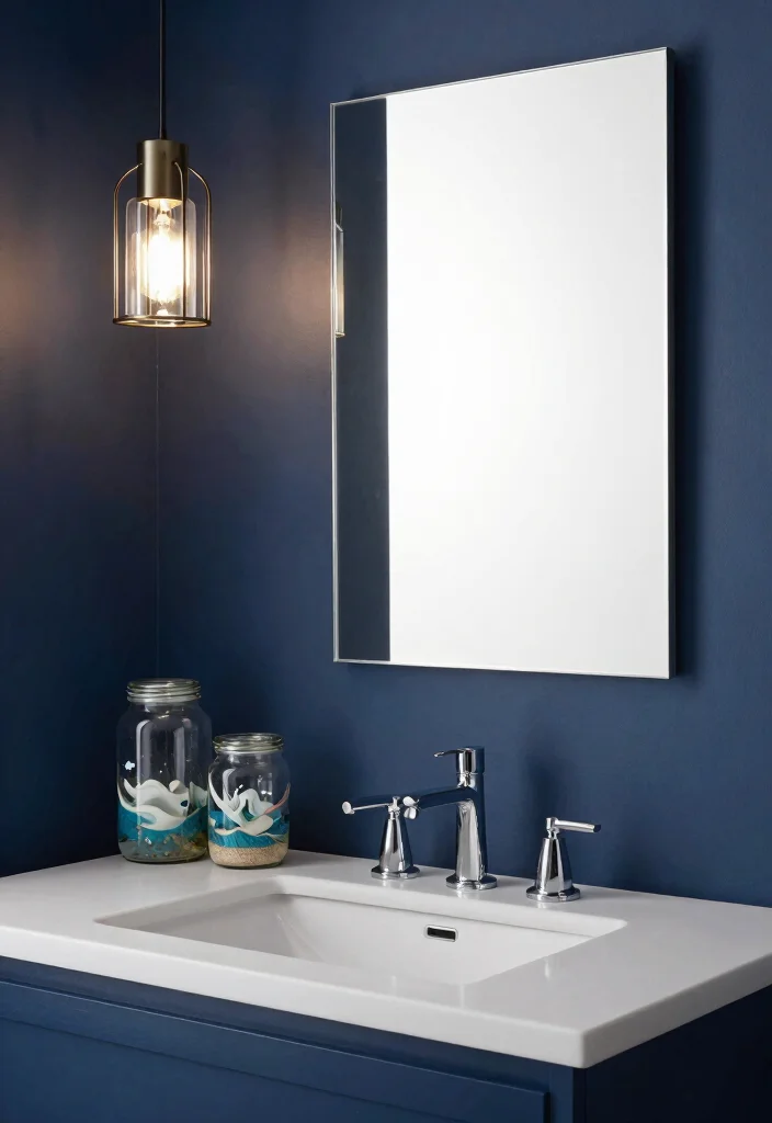 12 Navy Blue Bathroom Ideas That Feel Calm and Sophisticated 5. Elegant Fixtures and Accents 0