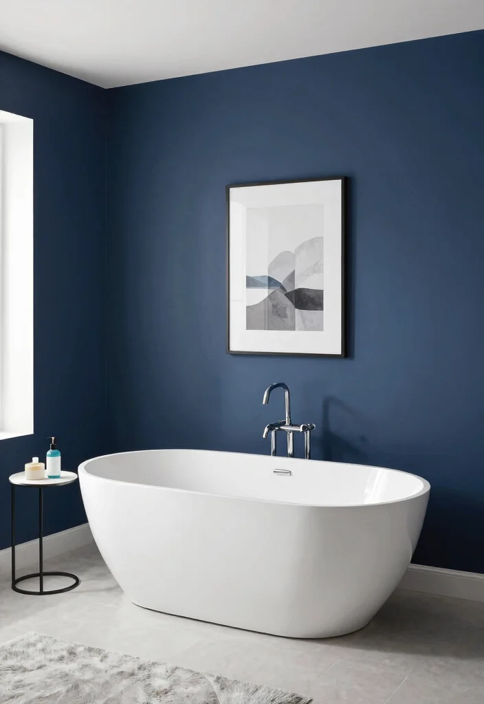 12 Navy Blue Bathroom Ideas That Feel Calm and Sophisticated 8. Freestanding Bathtubs 0