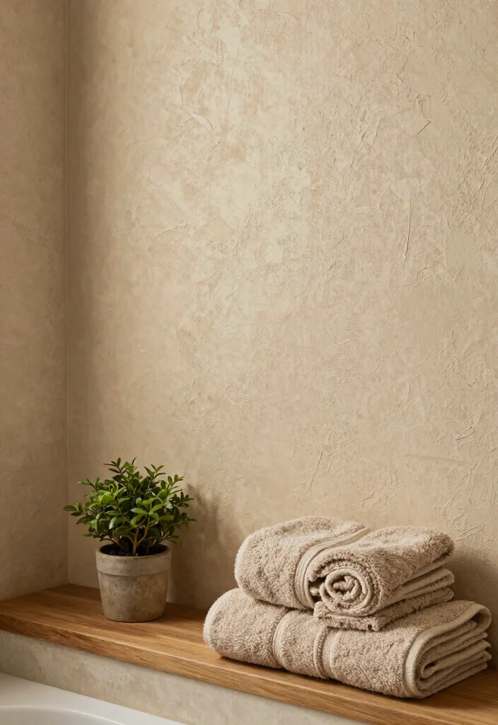 12 Neutral Earth Tone Bathroom Ideas That Feel Warm 1. Cozy Textured Walls 0