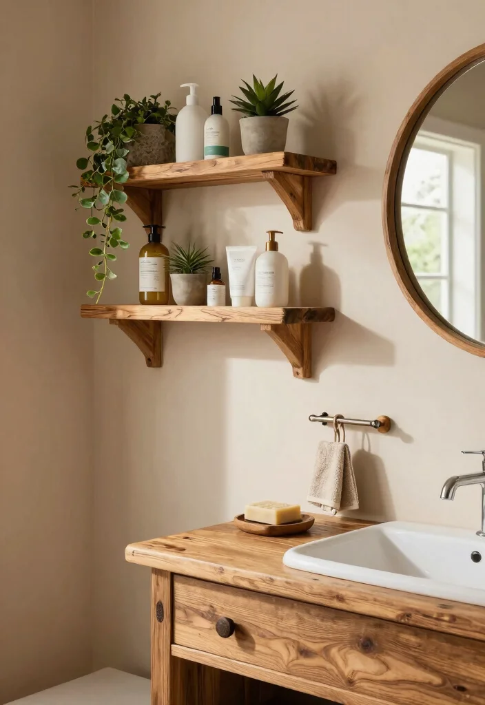 12 Neutral Earth Tone Bathroom Ideas That Feel Warm 3. Natural Wood Accents 0