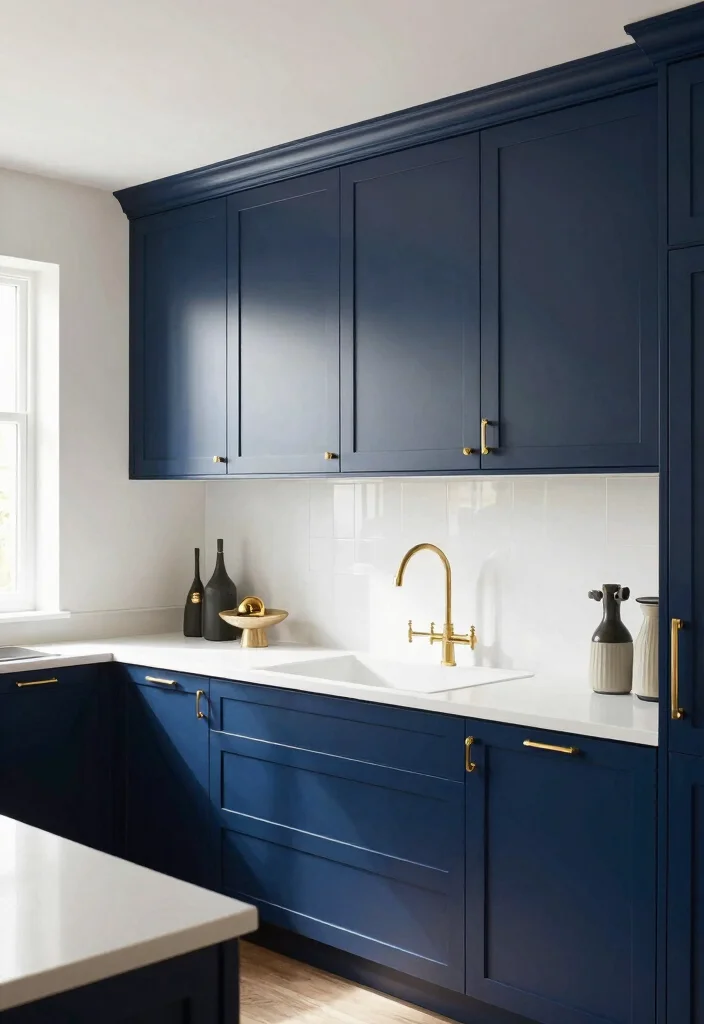 12 Painted Kitchen Cabinet Ideas That Transform the Space 10. Chic Navy Blue 0
