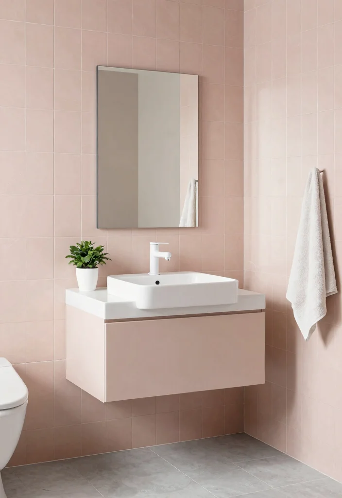 12 Pink Bathroom Ideas That Feel Soft and Modern 1. Subtle Blush Wall Tiles 0