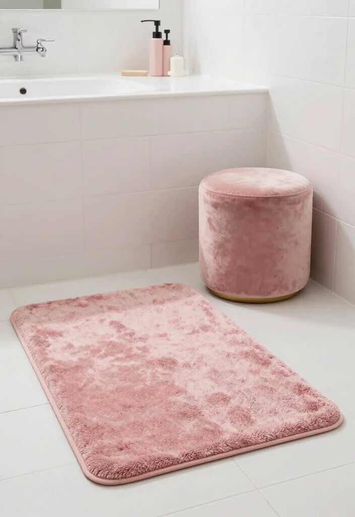 12 Pink Bathroom Ideas That Feel Soft and Modern 12. Blush Velvet Touches 0