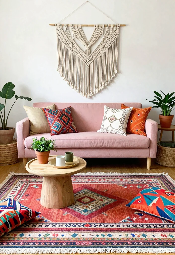 12 Pink Sofa Living Room Ideas with Soft Style 50 12 Pink Sofa Living Room Ideas with Soft Style 10. Bohemian Rhapsody 0