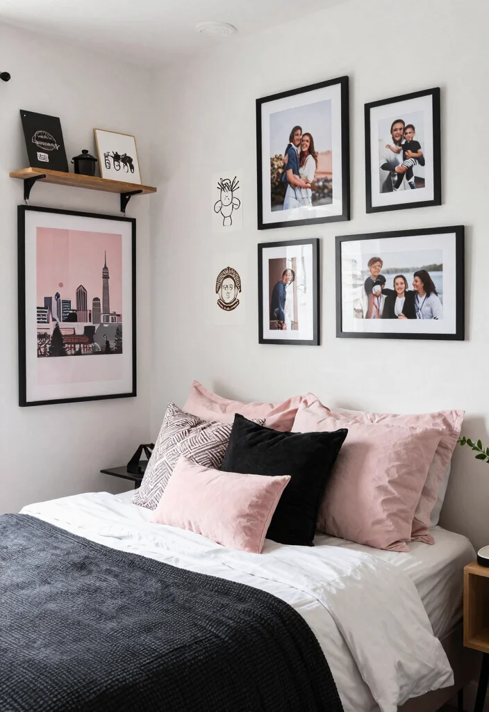 12 Pink and Black Bedroom Ideas That Feel Bold 10. Personalized Touches 0