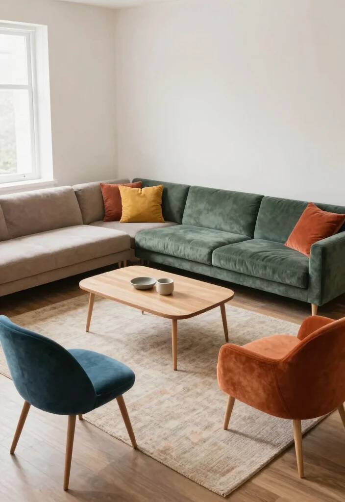 12 Rectangle Living Room Ideas with Smart Layouts 7. Flexible Layouts with Modular Furniture 0