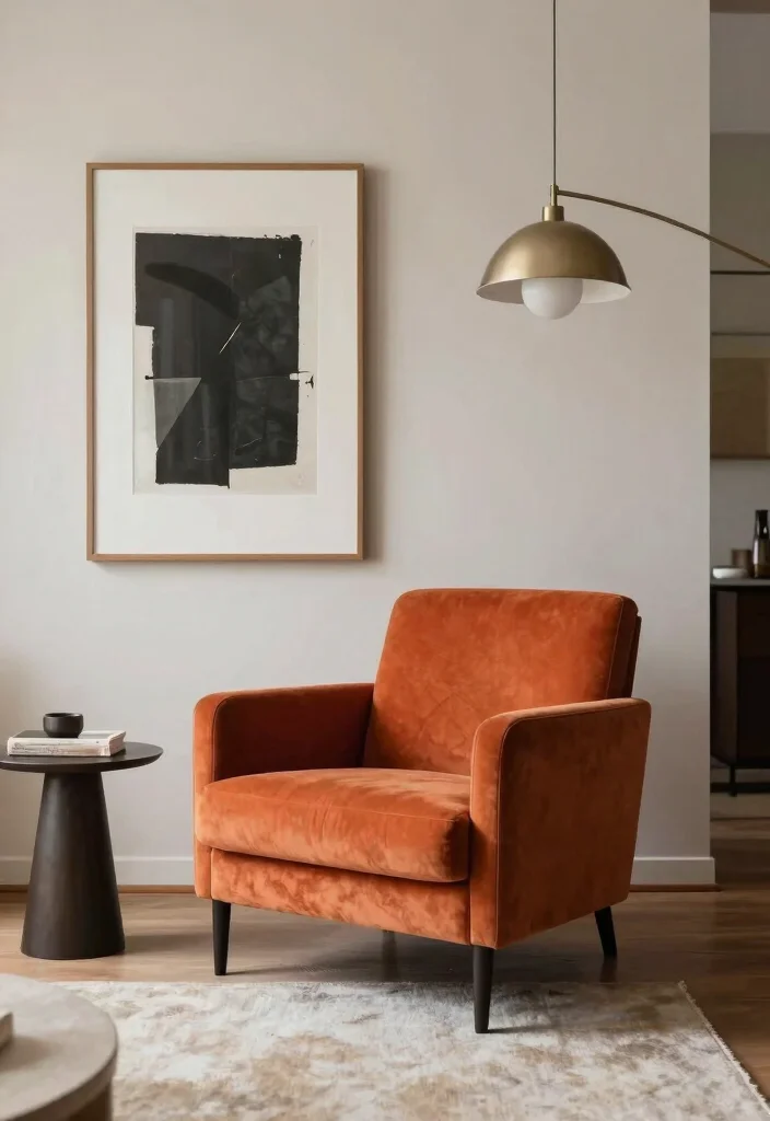 12 Rectangle Living Room Ideas with Smart Layouts 8. Bold Accent Pieces 0