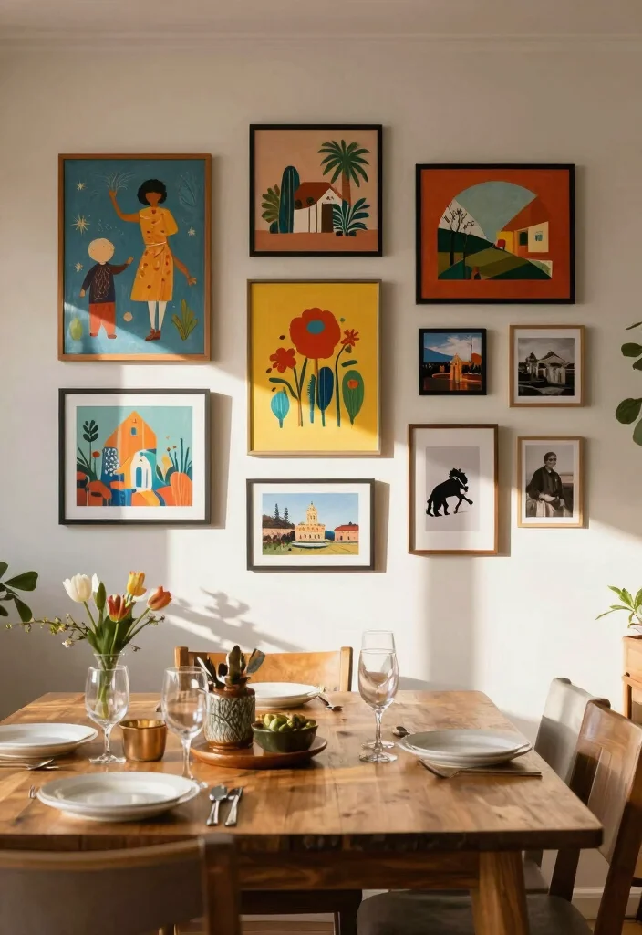 12 Small Kitchen and Dining Room Ideas That Flow Well 12. Personal Touches with Art 0
