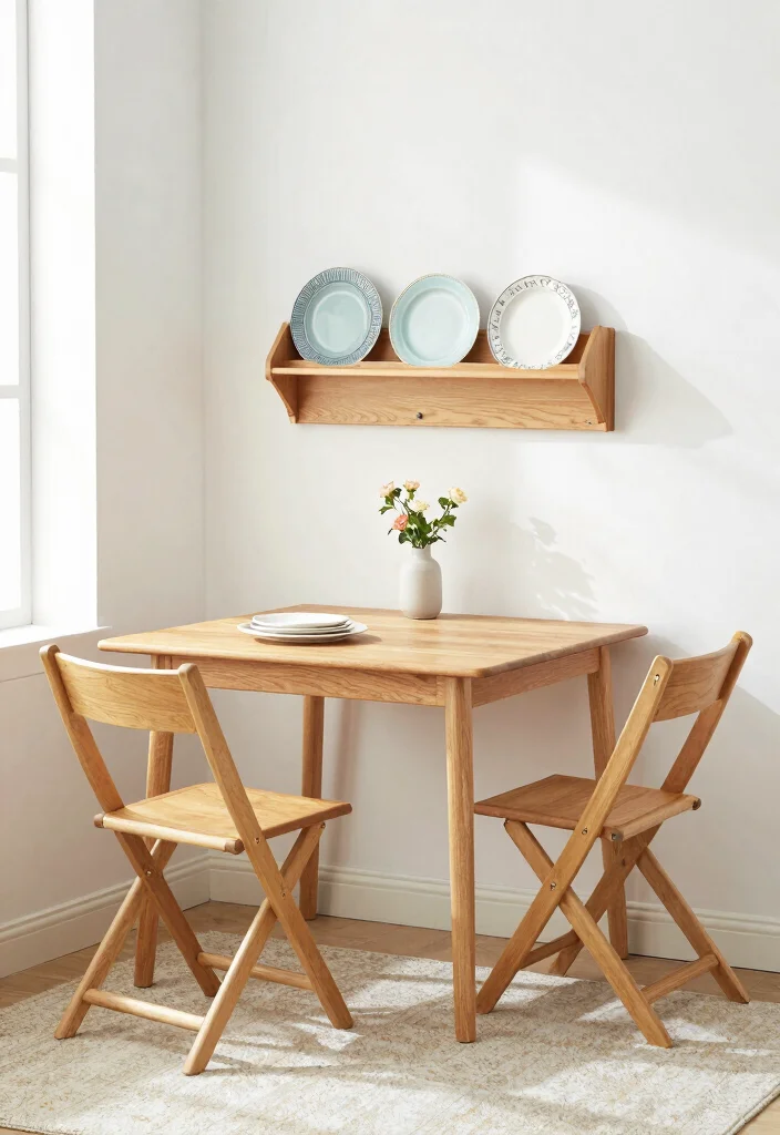12 Small Kitchen and Dining Room Ideas That Flow Well 2. Wall Mounted Dining Table 0
