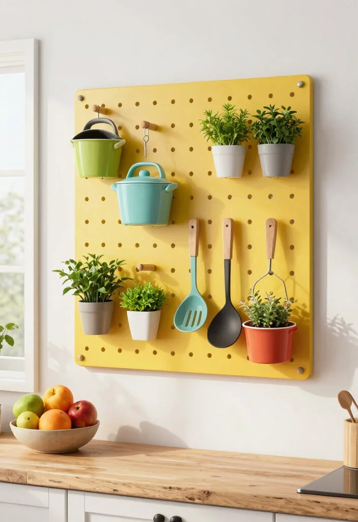 12 Small Kitchen and Dining Room Ideas That Flow Well 3. Pegboard for Kitchen Organization 0