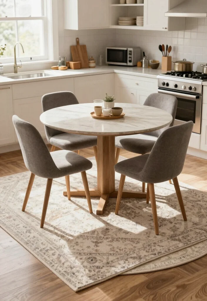 12 Small White Kitchen Ideas That Feel Bright and Open 30 12 Small White Kitchen Ideas That Feel Bright and Open 10. Create Zones with Rugs 0