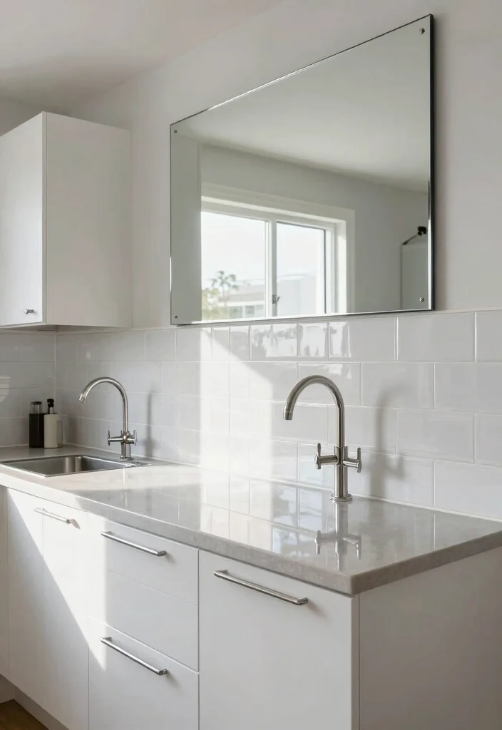 12 Small White Kitchen Ideas That Feel Bright and Open 13 12 Small White Kitchen Ideas That Feel Bright and Open 3. Incorporate Reflective Surfaces 0