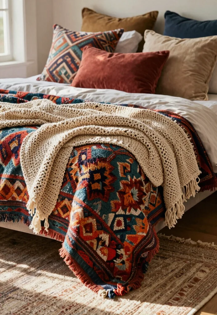 12 Trendy Bohemian Inspired Teenage Girls Bedroom Ideas 1. Layered Textiles for Comfort 0