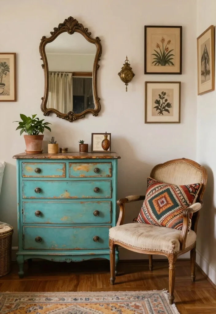 12 Trendy Bohemian Inspired Teenage Girls Bedroom Ideas 5. Vintage Finds and Thrifted Treasures 0