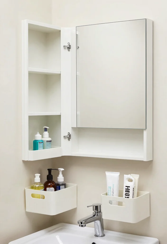 12 White Bathroom Ideas That Feel Clean and Bright 11. Smart Storage Solutions 0