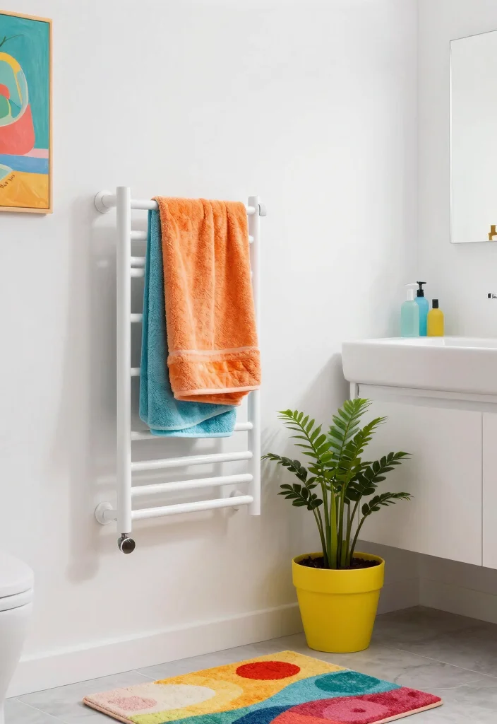 12 White Bathroom Ideas That Feel Clean and Bright 2. Bright Accents with White 0