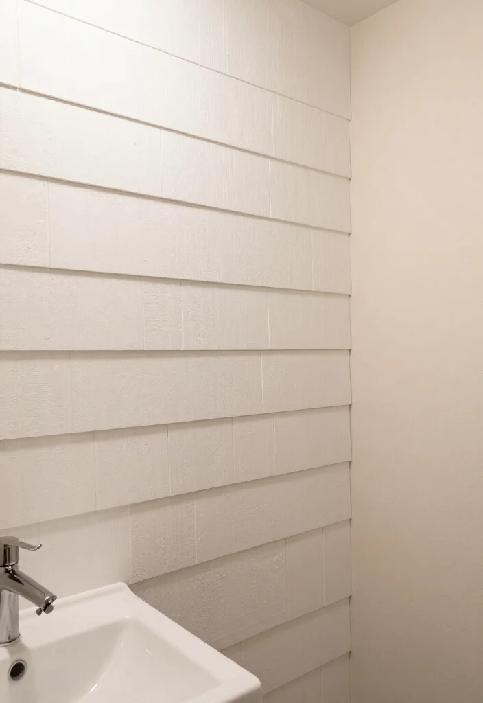 12 White Bathroom Ideas That Feel Clean and Bright 9. Textured Wall Treatments 0
