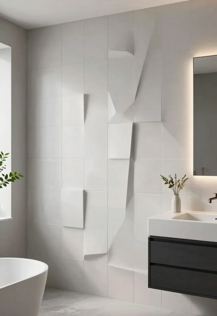 14 Bathroom Panelling Ideas That Instantly Add Depth and Style 53 14 Bathroom Panelling Ideas That Instantly Add Depth and Style 13. 3D Wall Panels for Modern Drama 0
