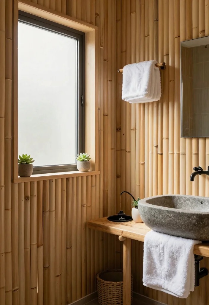 14 Bathroom Panelling Ideas That Instantly Add Depth and Style 3 14 Bathroom Panelling Ideas That Instantly Add Depth and Style 3. Bamboo Panels for a Zen Retreat 0