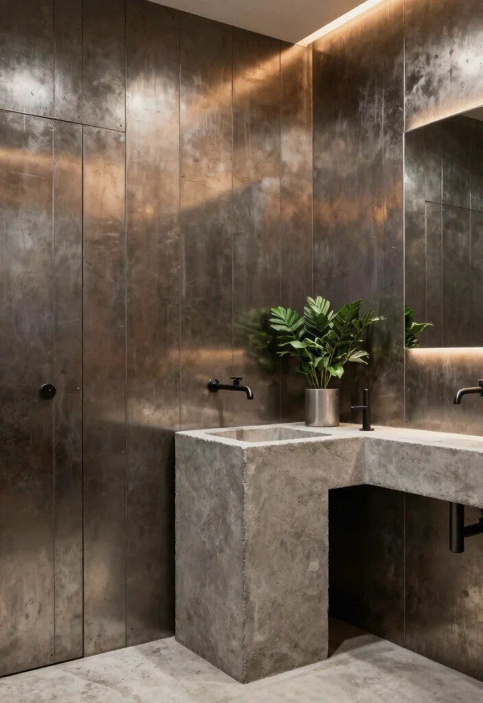 14 Bathroom Panelling Ideas That Instantly Add Depth and Style 38 14 Bathroom Panelling Ideas That Instantly Add Depth and Style 8. Industrial Style with Metal Panels 0