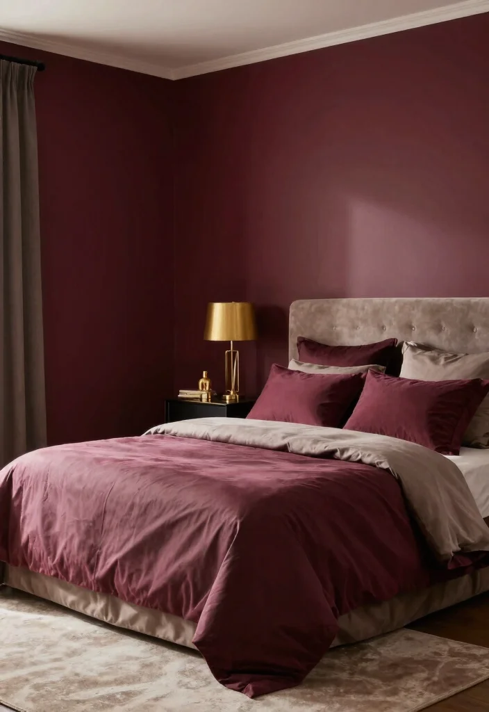 14 Bedroom Color Scheme Ideas That Always Work 51 14 Bedroom Color Scheme Ideas That Always Work 11. Rich Burgundy and Soft Taupe 0