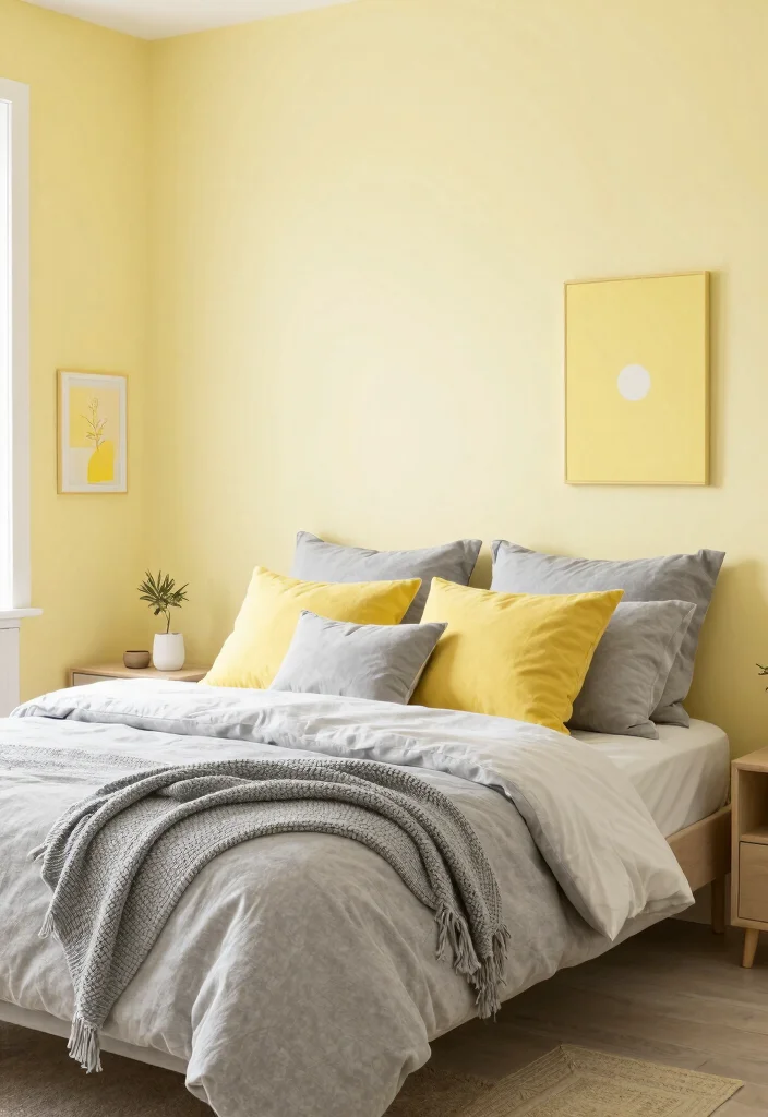 14 Bedroom Color Scheme Ideas That Always Work 27 14 Bedroom Color Scheme Ideas That Always Work 7. Pale Yellow and Soft Gray 0