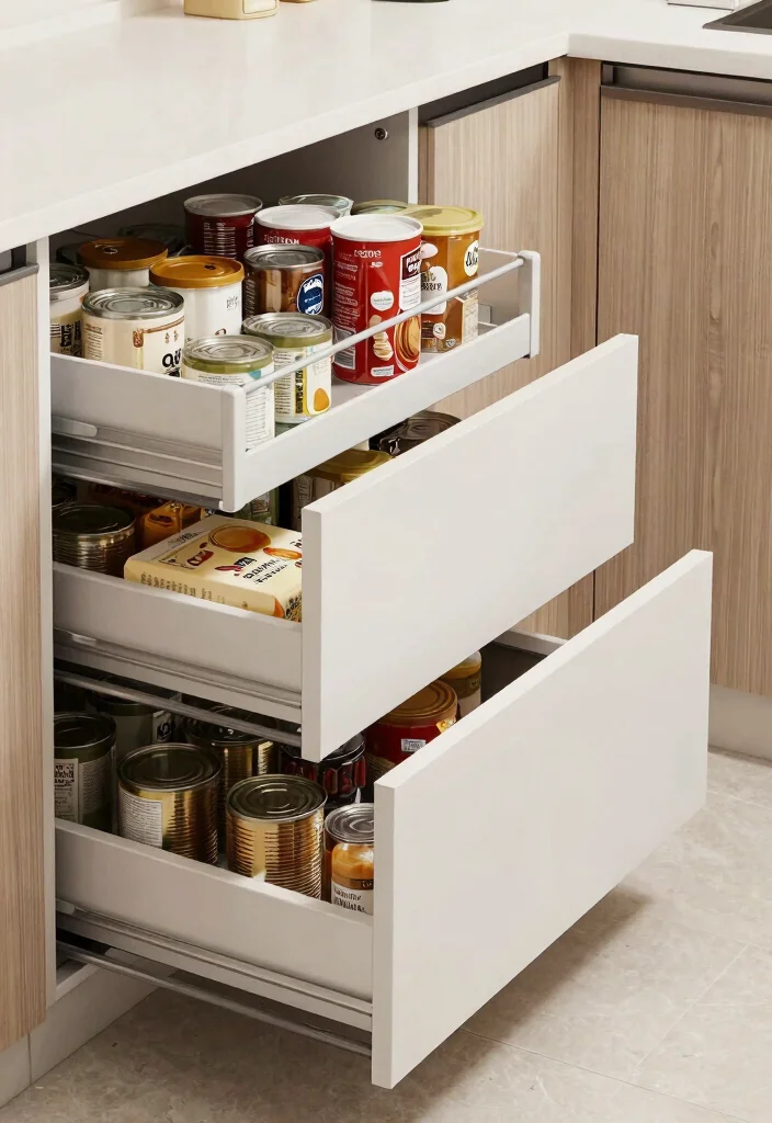 14 Kitchen Storage Ideas for Small Spaces That Actually Work 7. Pull out Pantry Drawers 0