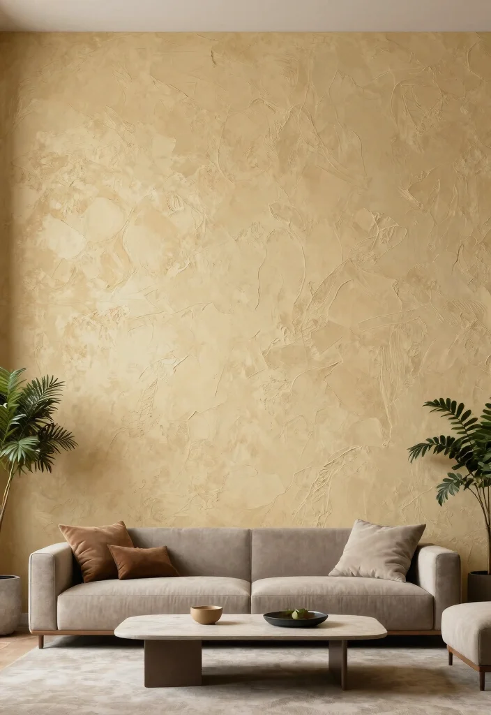 14 Living Room Feature Wall Ideas That Steal Attention 13. Textured Plaster Walls 0