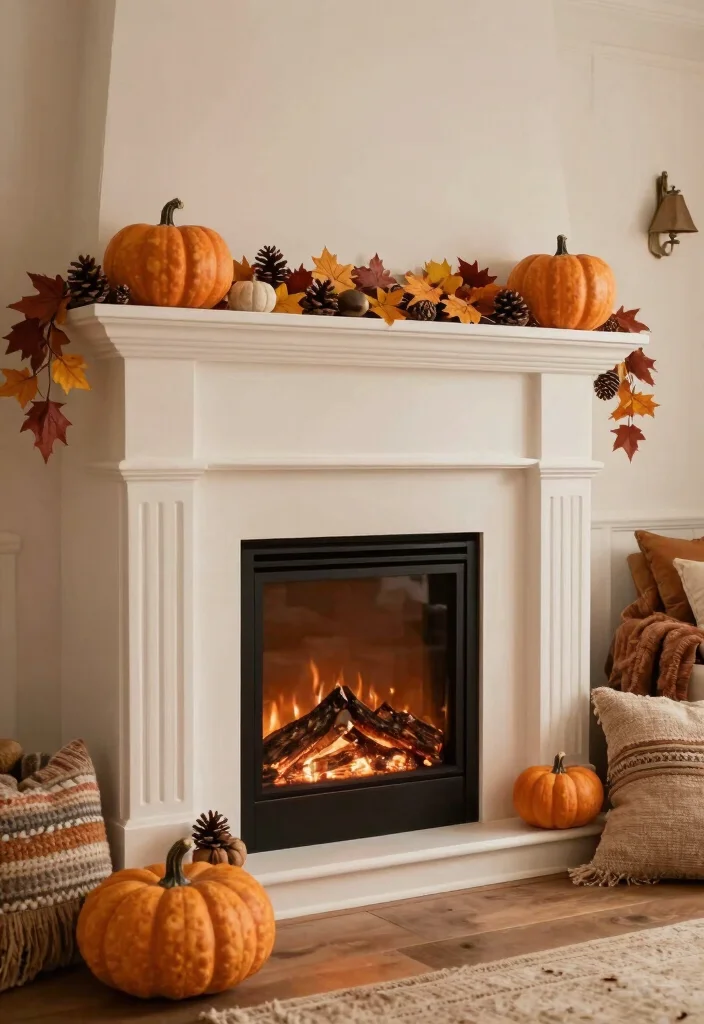 14 Living Room Ideas with Fireplace as the Focal Point 50 14 Living Room Ideas with Fireplace as the Focal Point 10. Seasonal Decor Around the Fireplace 0