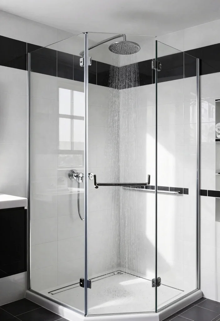 14 Modern Black and White Bathroom Ideas That Look Sharp 10. Innovative Shower Designs 0