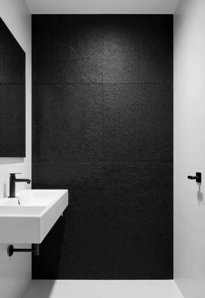 14 Modern Black and White Bathroom Ideas That Look Sharp 12. Textured Wall Treatments 0