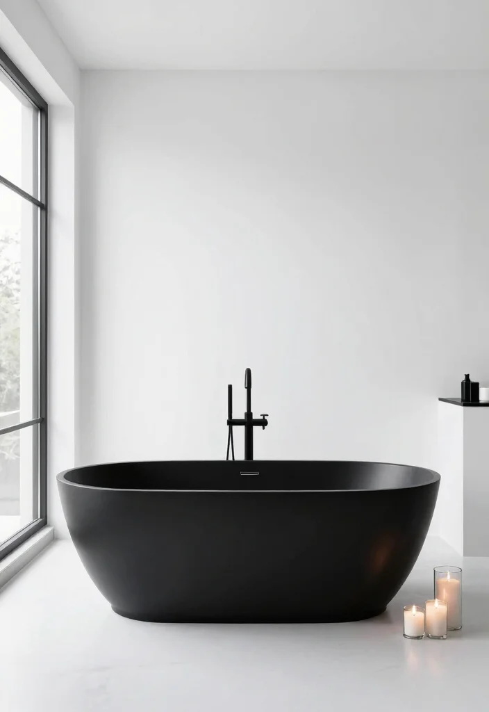 14 Modern Black and White Bathroom Ideas That Look Sharp 4. Statement Bathtubs as Focal Points 0