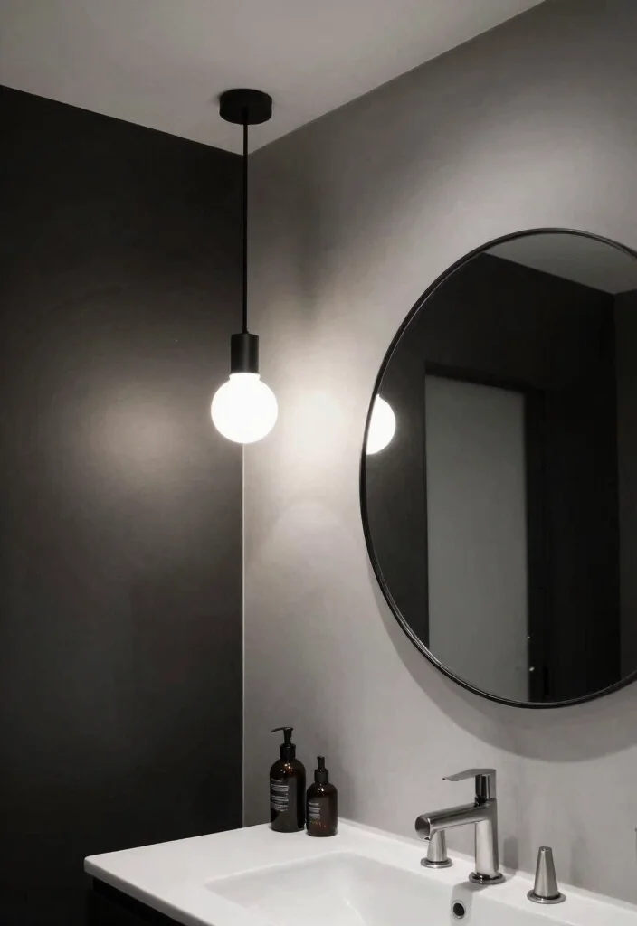 14 Modern Black and White Bathroom Ideas That Look Sharp 6. Luxurious Monochrome Lighting Fixtures 0