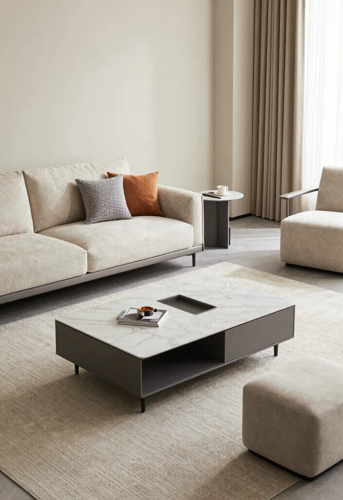 14 Open Concept Living Room Ideas That Feel Spacious 3. Utilize Multi Functional Furniture 0