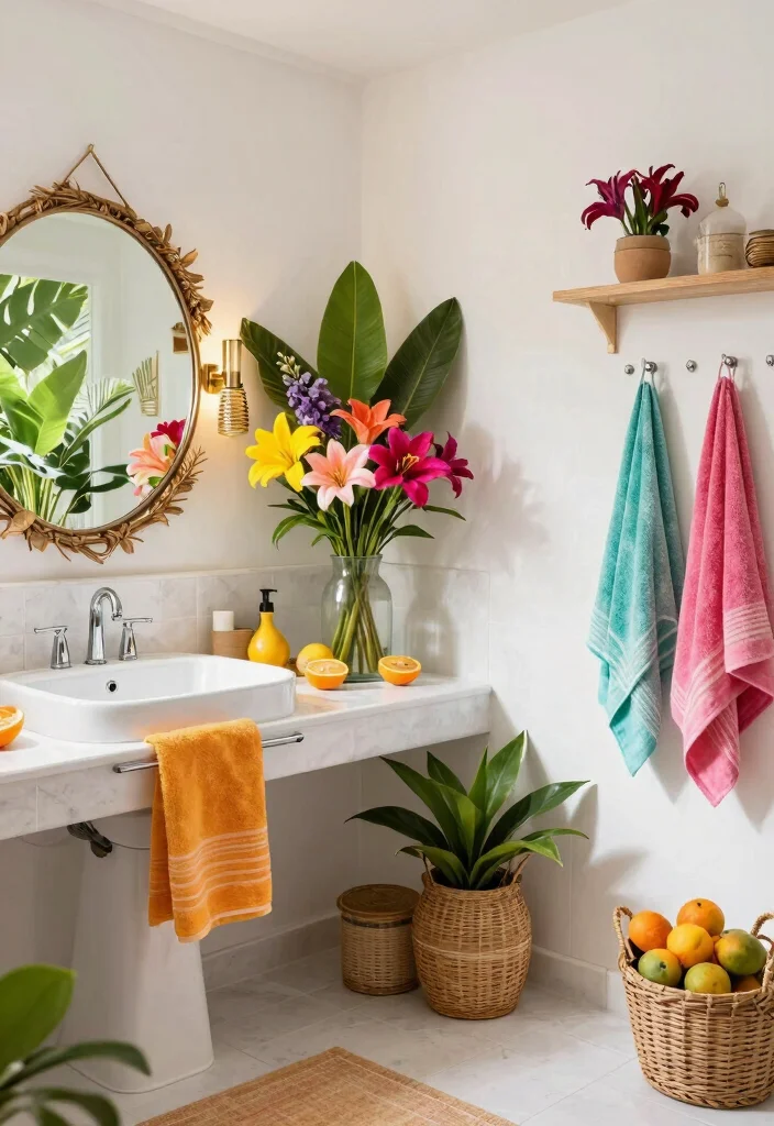 14 Tropical Bathroom Ideas That Feel Like a Vacation 14. Seasonal Decor Changes 0
