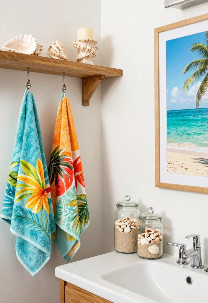 14 Tropical Bathroom Ideas That Feel Like a Vacation 4. Beachy Accessories 0