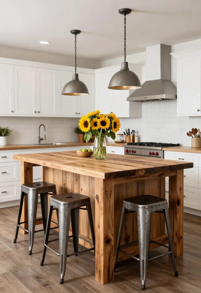 14 Wood Kitchen Ideas That Add Warmth and Texture 3. Farmhouse Island 0