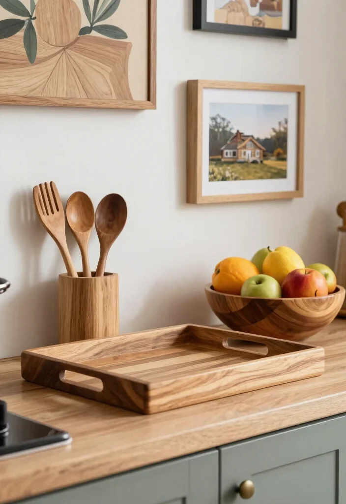 14 Wood Kitchen Ideas That Add Warmth and Texture 5. Wooden Accents in Decor 0