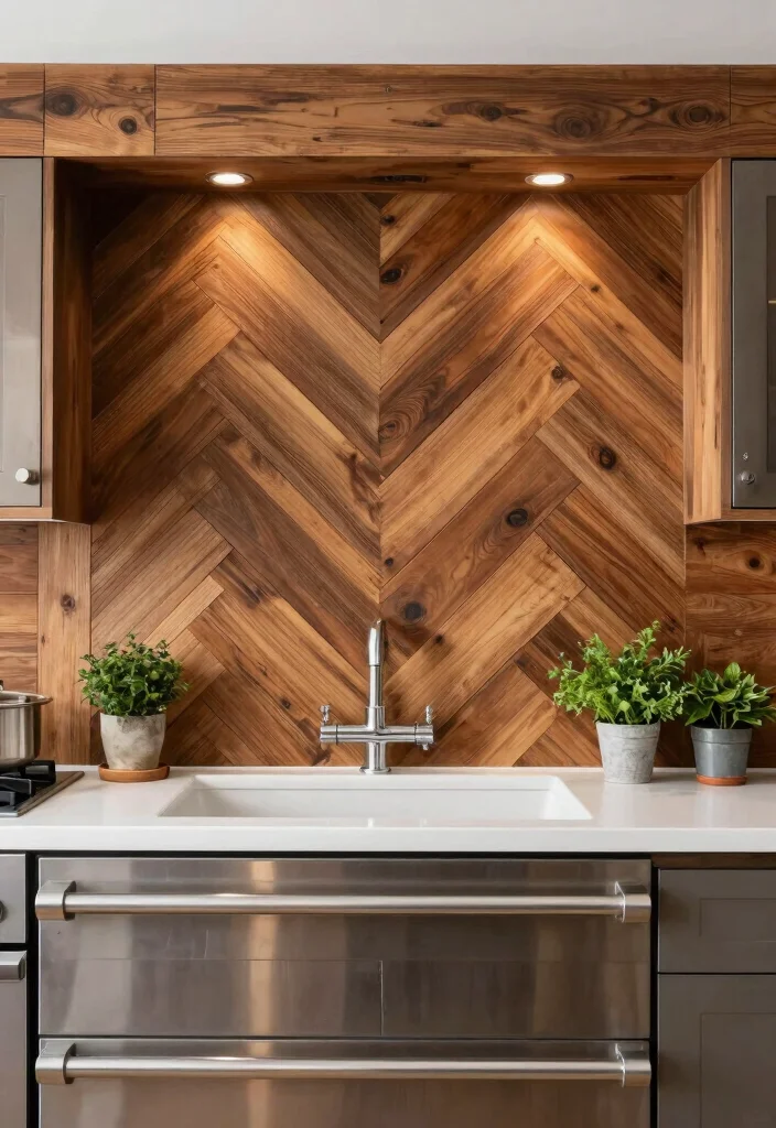 14 Wood Kitchen Ideas That Add Warmth and Texture 6. Wooden Backsplash 0