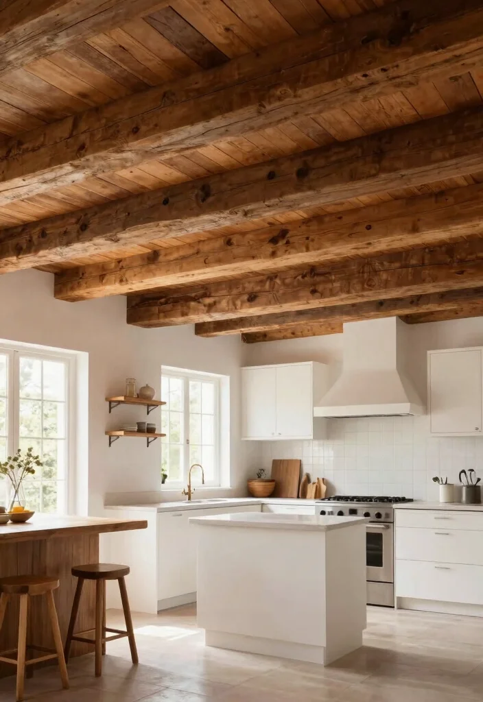 14 Wood Kitchen Ideas That Add Warmth and Texture 8. Accent Wood Beams 0