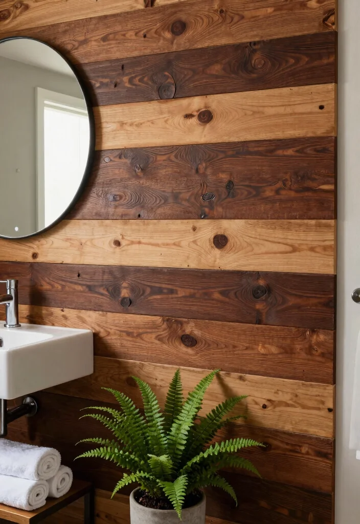15 Bathroom Accent Wall Ideas That Make the Space Pop 1 15 Bathroom Accent Wall Ideas That Make the Space Pop 1. Reclaimed Wood Wonders 0