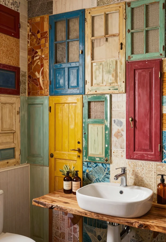 15 Bathroom Accent Wall Ideas That Make the Space Pop 41 15 Bathroom Accent Wall Ideas That Make the Space Pop 11. Upcycled Materials 0