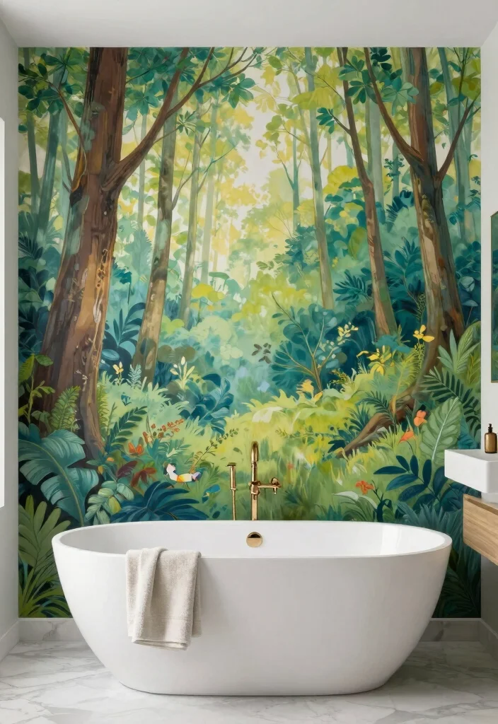 15 Bathroom Accent Wall Ideas That Make the Space Pop 44 15 Bathroom Accent Wall Ideas That Make the Space Pop 14. Bold Murals 0