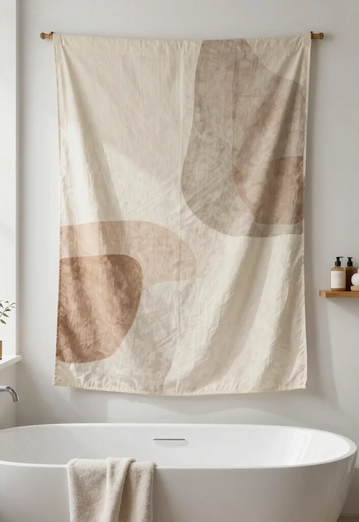 15 Bathroom Accent Wall Ideas That Make the Space Pop 18 15 Bathroom Accent Wall Ideas That Make the Space Pop 8. Fabric Wall Hangings 0